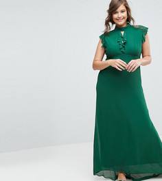 Облегающее шифоновое платье макси с рукавами-оборками TFNC Plus WEDDING - Зеленый
