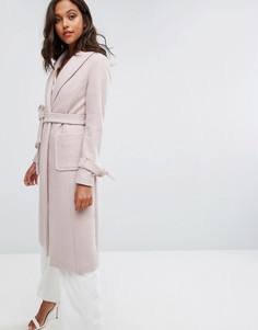 Длинное шерстяное пальто Lipsy - Розовый