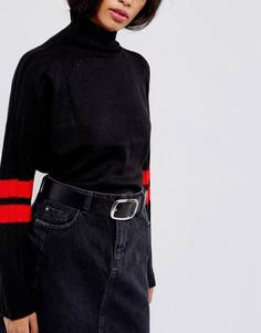 Кожаный ремень для джинсов ASOS - Черный