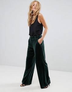 Бархатные брюки с широкими штанинами Vila - Зеленый