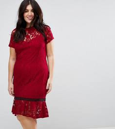 Кружевное платье с короткими рукавами и отделкой кроше Paper Dolls Plus - Красный
