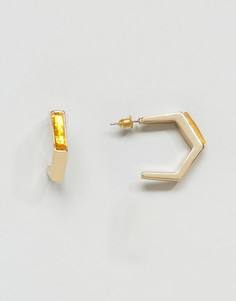 Серьги-кольца с камнями ASOS - Золотой