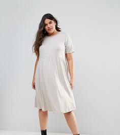Свободное платье миди ASOS CURVE Ultimate - Бежевый