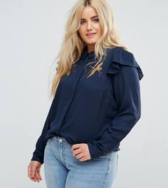 Рубашка с рюшами и вышивкой Junarose - Темно-синий