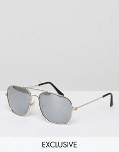 Солнцезащитные очки-авиаторы с серебристыми зеркальными стеклами Reclaimed Vintage Inspired - Серебряный