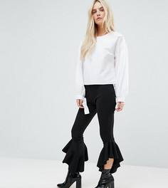 Брюки с оборками по краю New look Petite - Черный