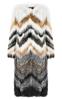 Пальто из вязаного меха лисы Fellicci