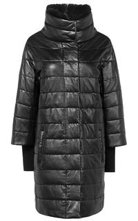 Куртка из натуральной кожи со съемным воротником из меха кролика La Reine Blanche