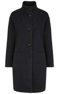 Черное пальто с воротником-стойкой La Reine Blanche