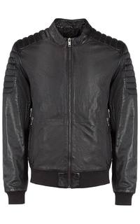 Мужской бомбер из натуральной кожи на синтепоне Urban Fashion For Men