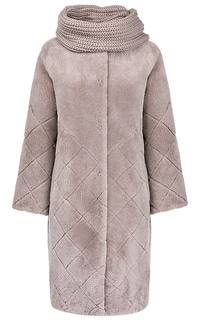 Пальто из овчины с трикотажным снудом Virtuale Fur Collection