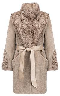 Утепленное пальто из овчины с отделкой мехом козлика Virtuale Fur Collection