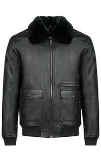 Бомбер из экокожи с отделкой мехом кролика Urban Fashion For Men