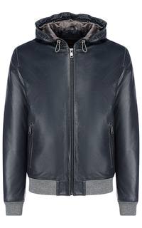 Кожаный бомбер на синтепоне с капюшоном Urban Fashion For Men
