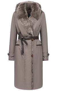 Утепленное пальто с отделкой мехом енота Laura Bianca