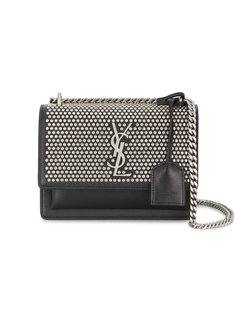 сумка через плечо с заклепками и монограммой Saint Laurent