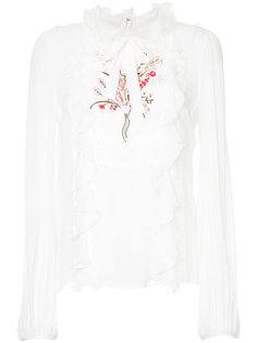 блузка с вышивкой и оборкой  Giambattista Valli