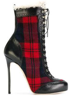 ботинки в клетку с кожаной отделкой Dsquared2