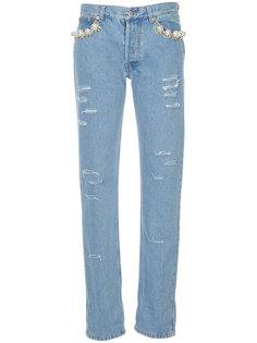 джинсы с жемчужной отделкой  Forte Couture