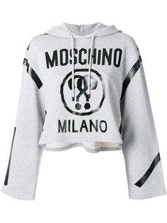 укороченная толстовка с логотипом и капюшоном Moschino