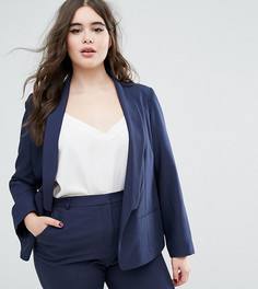 Креповый блейзер с узкими лацканами ASOS CURVE - Темно-синий