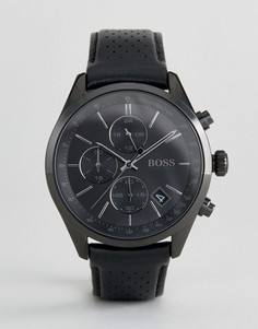Черные часы с хронографом и кожаным ремешком BOSS By Hugo Boss 1513474 Grand Prix - Черный
