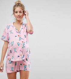 Пижамный комплект с шортами с принтом кактусов ASOS Maternity - Мульти