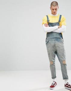 Светлый комбинезон с дырками на коленях ASOS - Синий