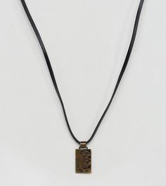 Черное кожаное ожерелье с подвеской-жетоном Diesel - Черный