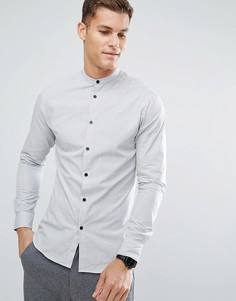 Приталенная рубашка с решетчатым принтом и контрастными пуговицами Selected Homme - Белый