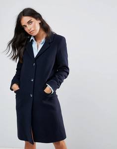 Пальто из ткани с добавлением шерсти Helene Berman - Темно-синий
