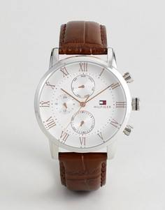 Часы со светло-коричневым кожаным ремешком и хронографом Tommy Hilfiger 1791400 Kane - Рыжий