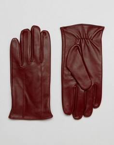 Темно-бордовые кожаные перчатки Barneys - Красный Barneys Originals