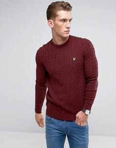 Бордовый джемпер вязки косами Lyle & Scott - Красный