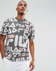 Серая футболка со сплошным принтом логотипа Fila Black - Серый