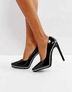 Черные кожаные туфли-лодочки с заклепками Jeffrey Campbell - Черный