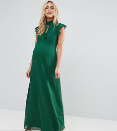 Шифоновое платье макси с рукавами клеш TFNC Maternity WEDDING - Зеленый