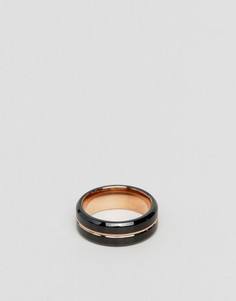 Кольцо с покрытием черного и золотисто-розового цветов Seven London - Черный