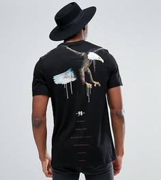 Длинная футболка с принтом орла ASOS TALL - Черный