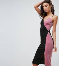 Бархатное платье миди с контрастной отделкой Missguided Tall - Мульти