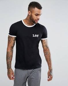 Черная футболка в стиле ретро с логотипом и контрастным вырезом Lee - Черный