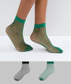 Набор из 2 пар oversize-носков в сеточку черного и зеленого цвета ASOS - Мульти