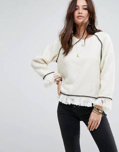 Топ с рукавами реглан и отделкой Moon River - Белый