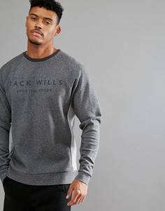 Серый свитер в стиле колор блок с круглым вырезом Jack Wills Sporting Goods - Серый