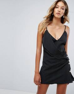 Ромпер в тонкую полоску с пуговицами сбоку Missguided - Мульти
