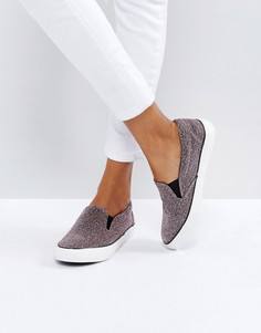 Розовые кеды-слипоны с люрексом New Look - Розовый