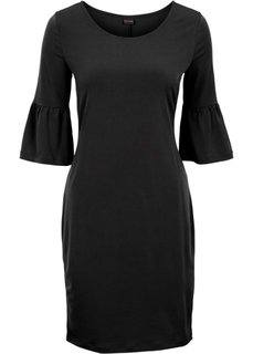 Трикотажное платье с расклешенными рукавами (черный) Bonprix