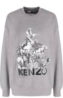 Хлопковый свитшот свободного кроя с принтом Kenzo
