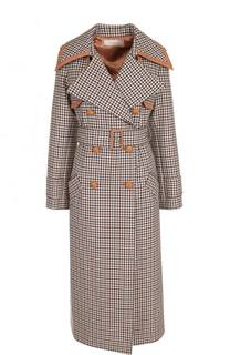 Шерстяное двубортное пальто с поясом Nina Ricci
