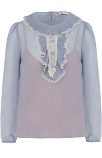 Полупрозрачная блуза с плиссированными оборками REDVALENTINO